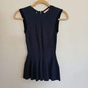 REBECCA TAYLOR RIBBED KNIT SLEEVELESS PEPLUM SWEATER TOP SIZE XS